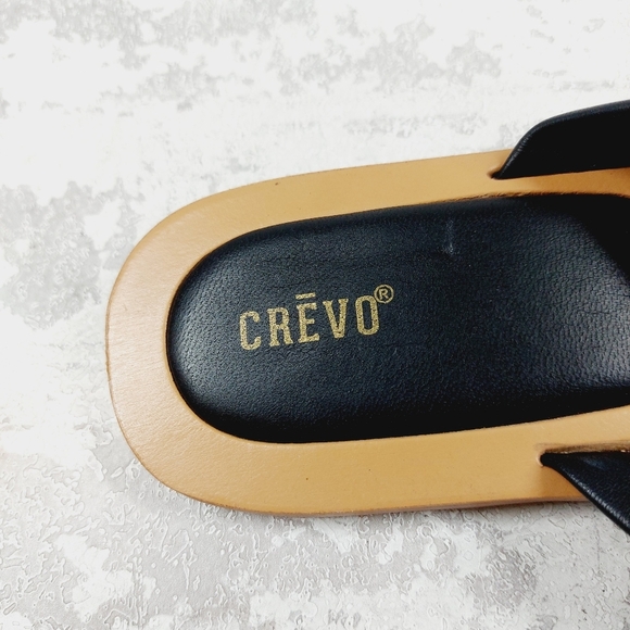 New CREVO Kitty Bow Leather Slide Sandal In Black K874 - Picture 8 of 9
